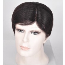 FESHFEN新款男士真人發(fā)短發(fā)假發(fā)自然黑爸爸款中老年手織頭頂假發(fā)